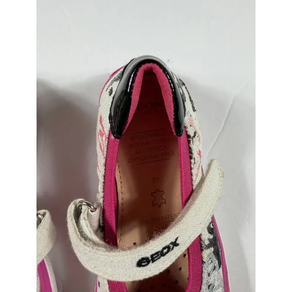 Geox Girls Glitter Mary Jane Shoes Pink White Size 10 (EU 27)